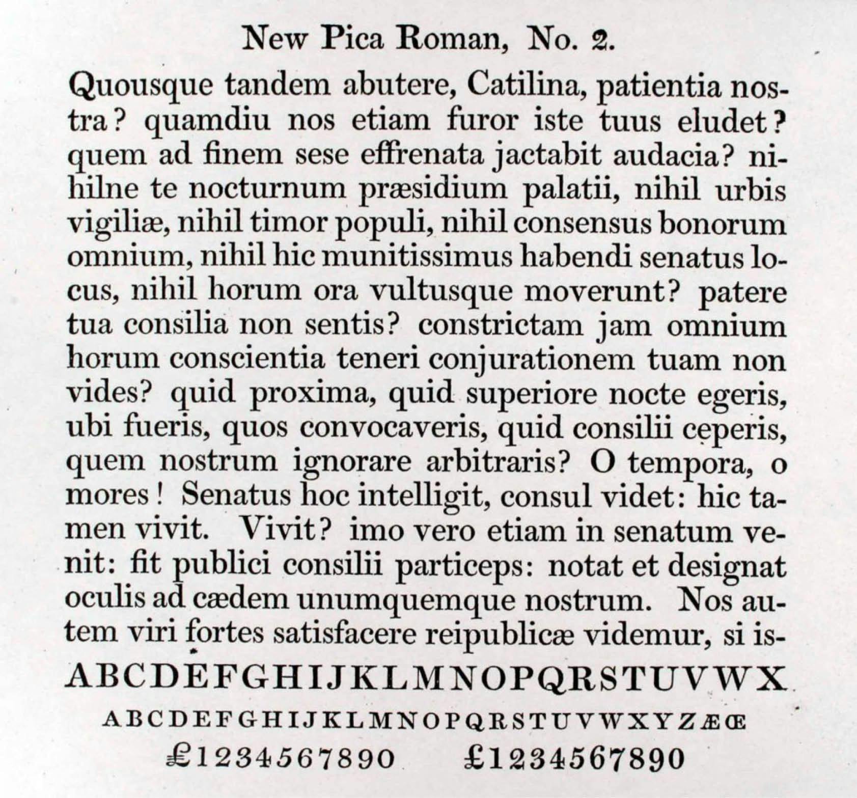 Miller New Pica Roman n°2, Miller & Richard 1812.
At this size the vertical rhythm appears quite well but is still balanced with the relative weight of serifs.